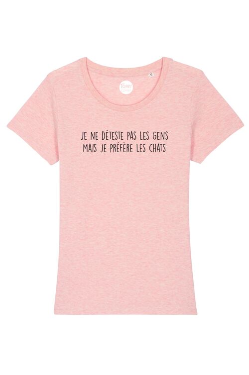 Tshirt Femme - Je deteste pas les gens - Rose Chiné