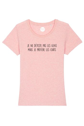 Tshirt Femme - Je deteste pas les gens - Rose Chiné