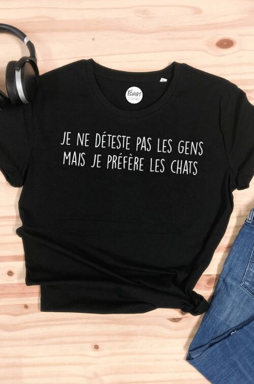 Tshirt Femme - Je deteste pas les gens - Noir