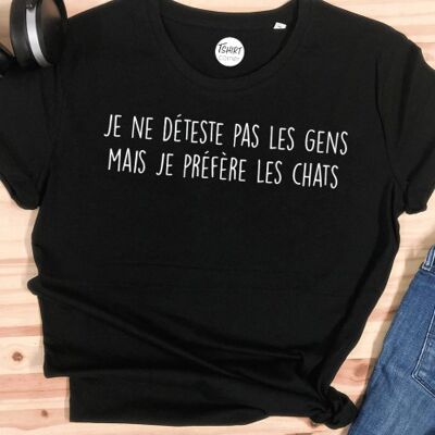 Tshirt Femme - Je deteste pas les gens - Noir