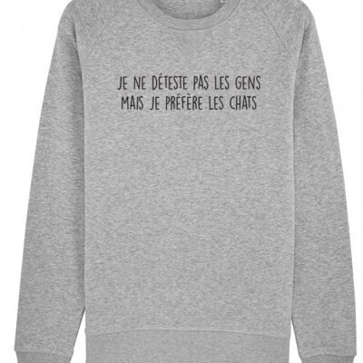 Damen Sweatshirt - Ich hasse Leute nicht - Grau meliert
