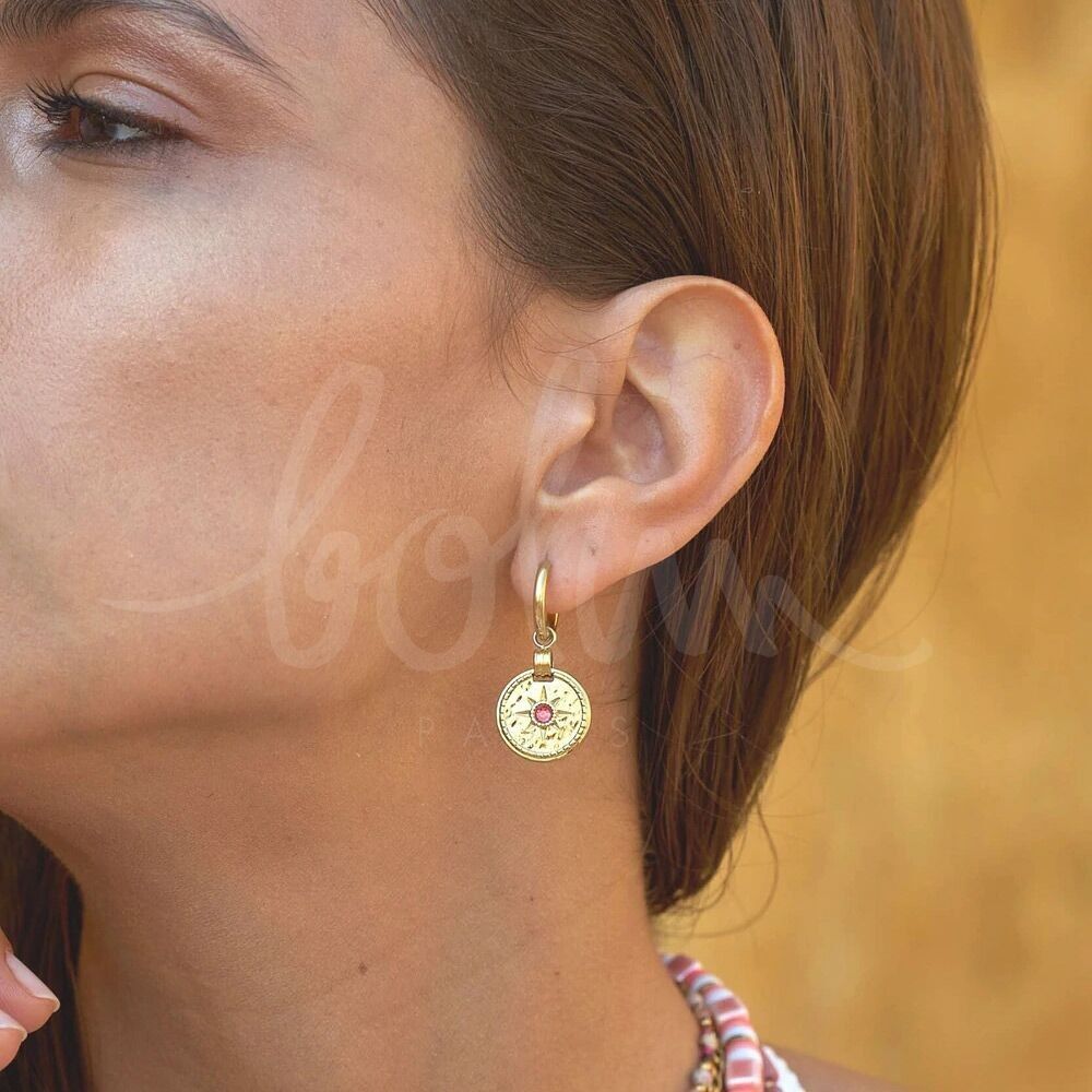 Calandra-Creolen – aus Edelstahl mit Sternmedaillon und Kristall