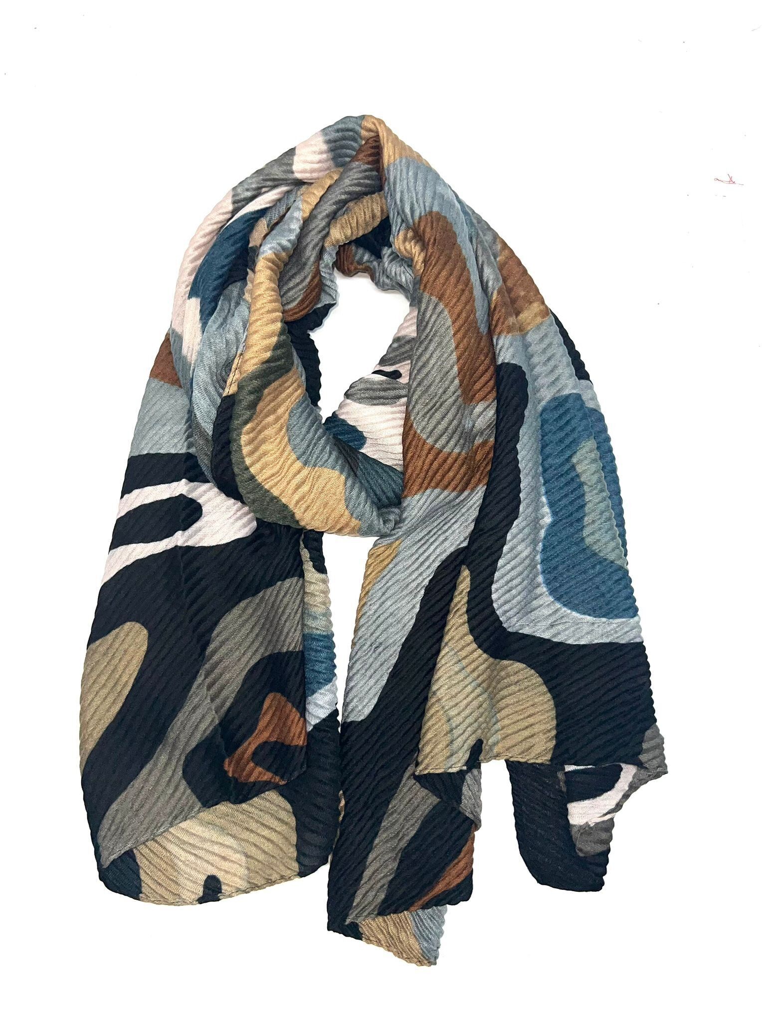 HH-239 Sciarpa plissettata con motivo astratto