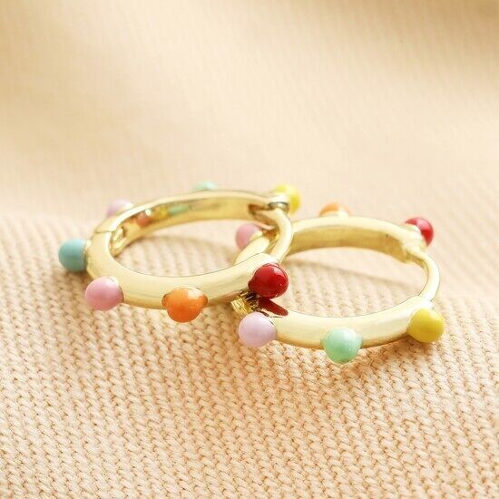 Pom Pom Huggie Hoops multicolore