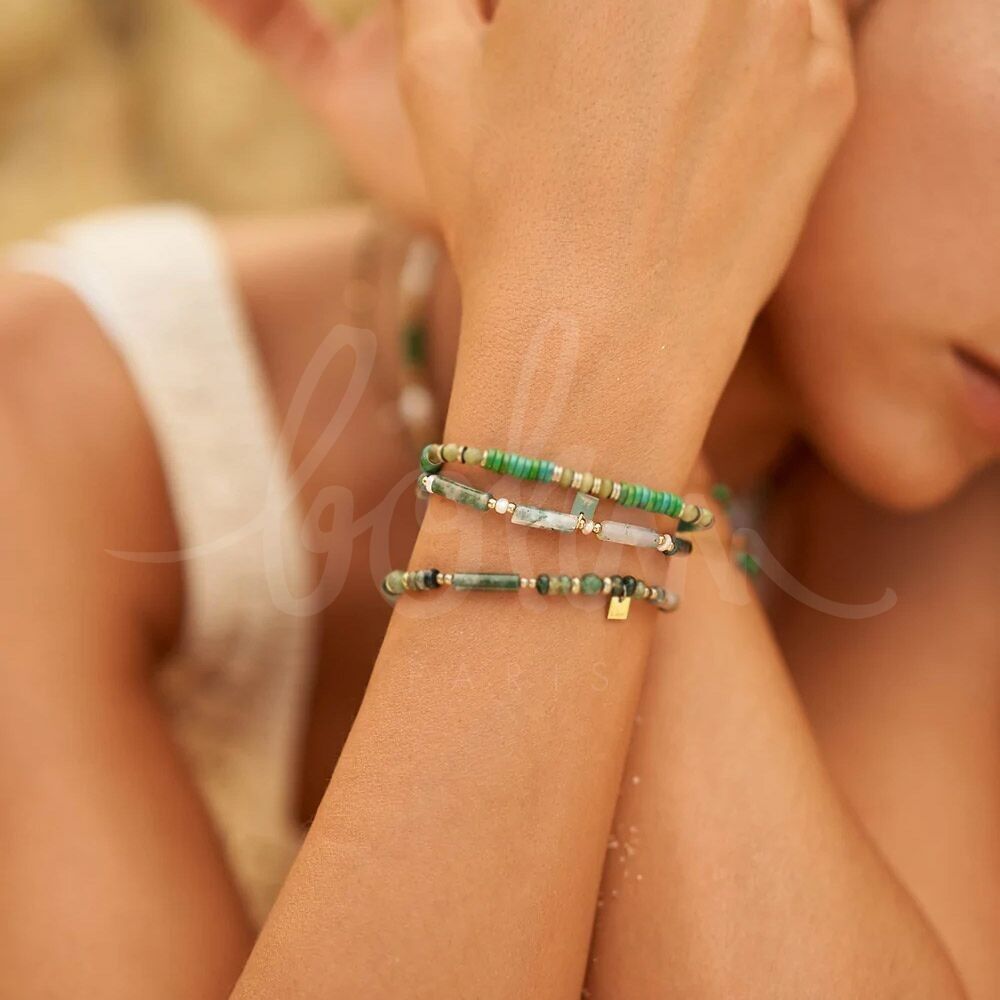 Elastisches Philomène-Armband – Natursteine ​​und Süßwasserperlen