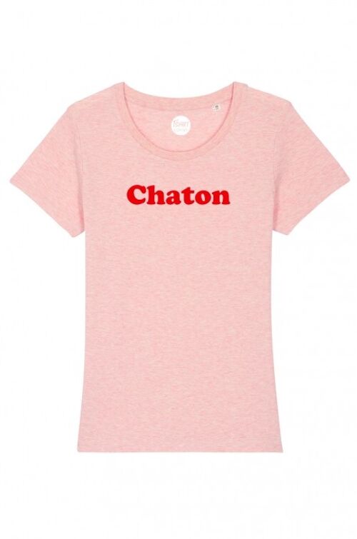 T-Shirt Femme - Chaton - Rose - Velours Rouge