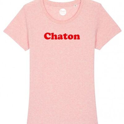 T-Shirt Frau - Kätzchen - Rosa - Roter Samt