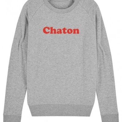 Sweat Femme - Chaton - Gris - Velours Rouge