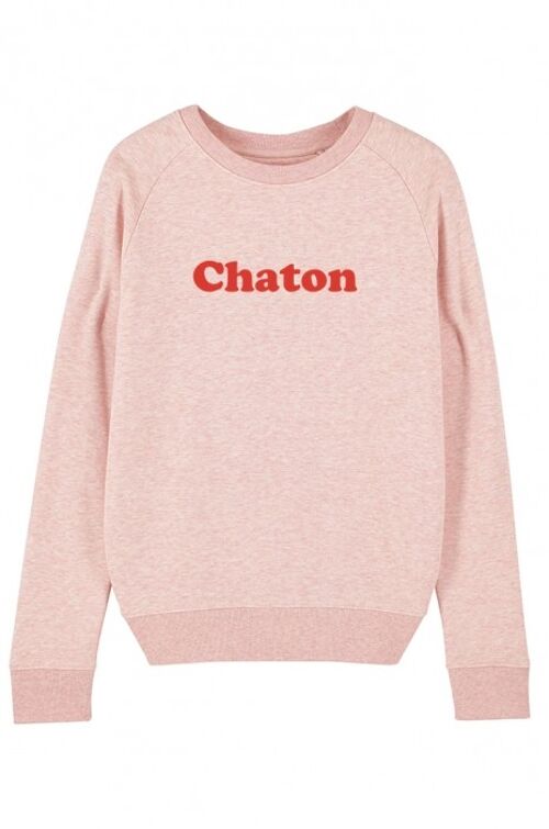 Sweat Femme - Chaton - Rose - Velours Rouge