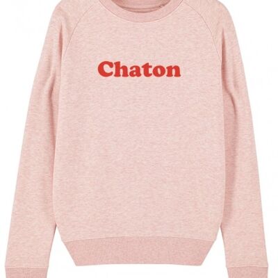 Sweat Femme - Chaton - Rose - Velours Rouge