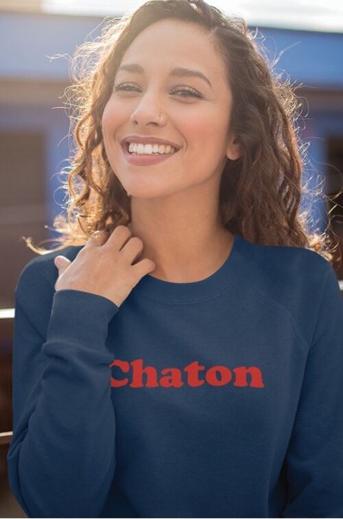 Sweat Femme - Chaton - Navy - Velours Rouge