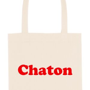 Tote Bag - Chaton - Ecru - Velours Rouge