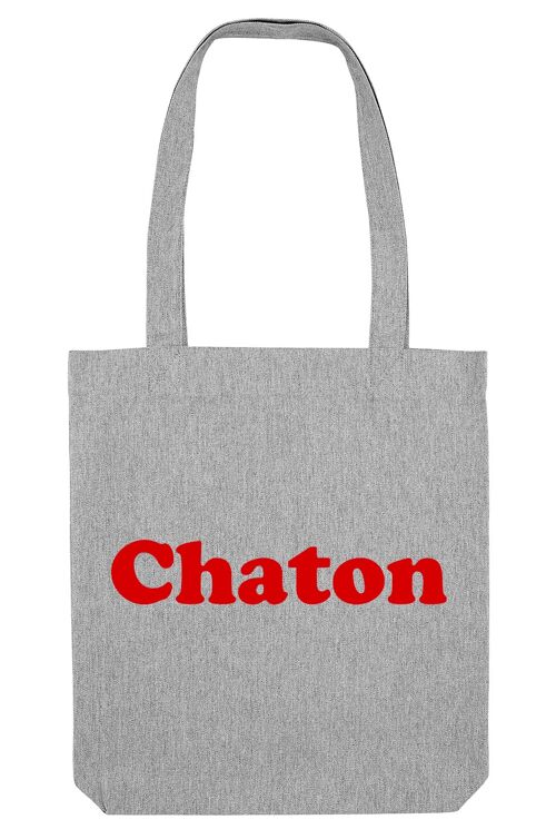 Tote Bag - Chaton - Gris - Velours Rouge