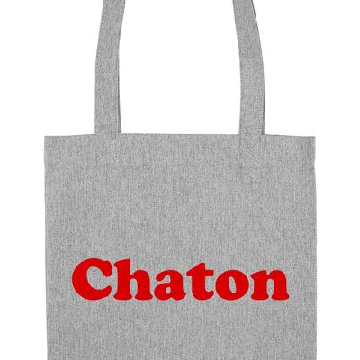 Tote Bag - Chaton - Gris - Velours Rouge