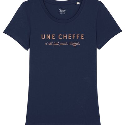T-Shirt Femme - Une Cheffe pour cheffer - Navy - Or Rose