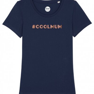 Women's T-Shirt - #Cool Mum - Navy - Rose Gold