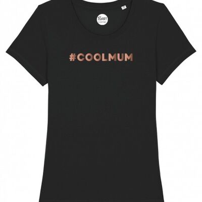 Women's T-Shirt - #Cool Mum - Black - Rose Gold