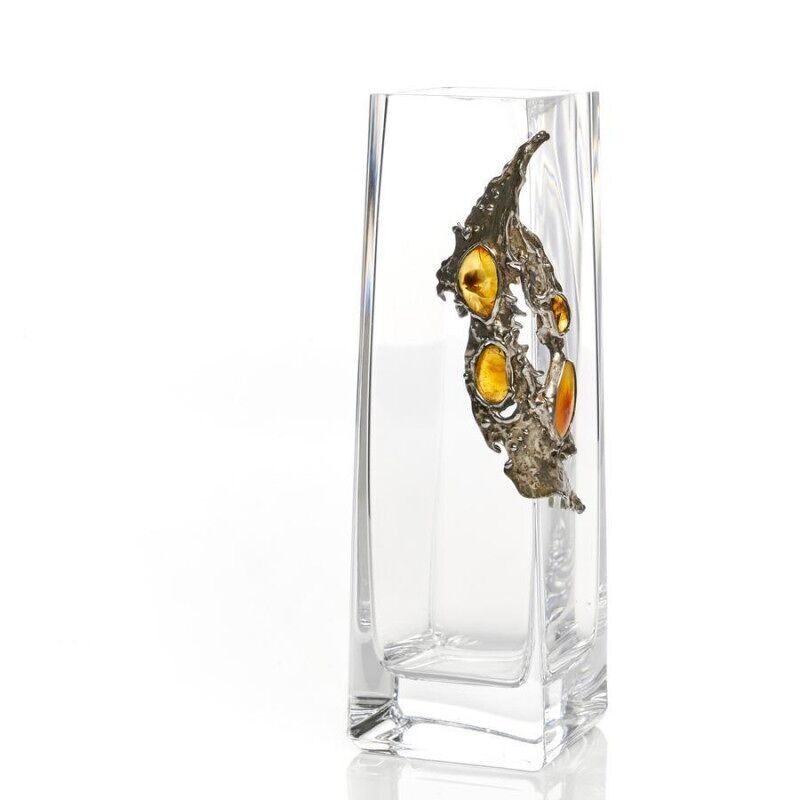 Vase en verre avec ambre incrusté, 13x28 cm - SP18