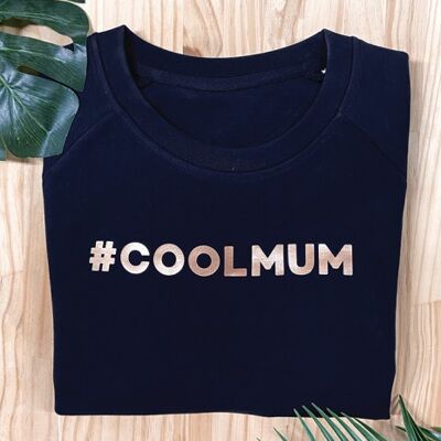 Women's Sweatshirt - #Cool Mum - Navy - Rose Gold