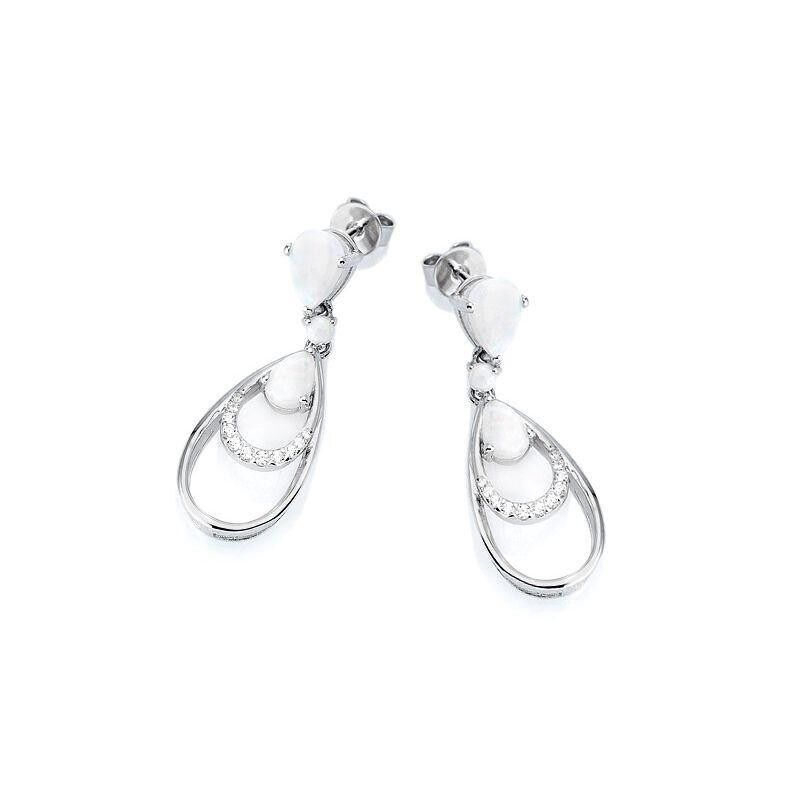 Ohrhänger mit Opal und Zirkonoxid, rhodiniertes Silber 925/1000 – 05022EO