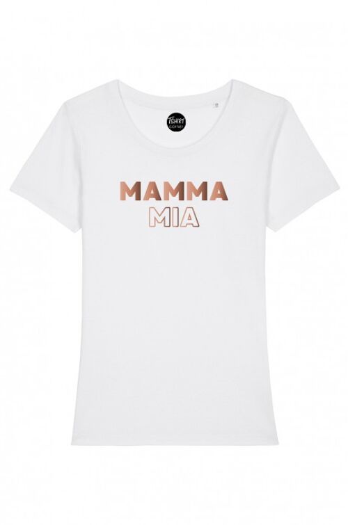 T-Shirt Femme - Mamma Mia - Blanc - Or Rose
