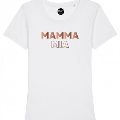 T-Shirt Donna - Mamma Mia - Bianco - Oro Rosa