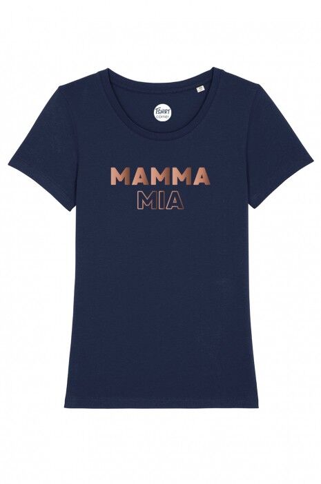 Damen T-Shirt - Mamma Mia - Navy - Roségold