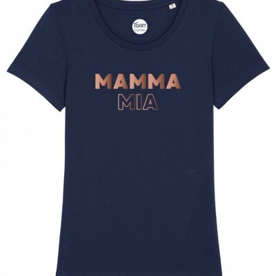 T-Shirt Donna - Mamma Mia - Navy - Oro Rosa