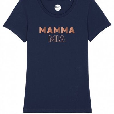 T-Shirt Donna - Mamma Mia - Navy - Oro Rosa