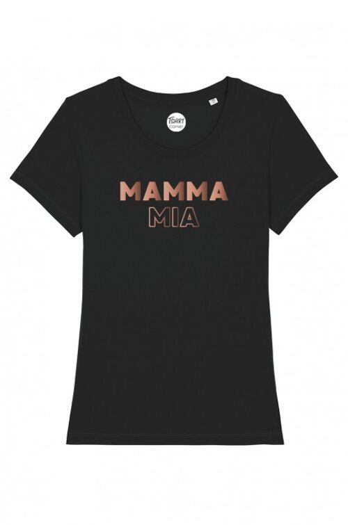 T-Shirt Femme - Mamma Mia - Noir - Or Rose