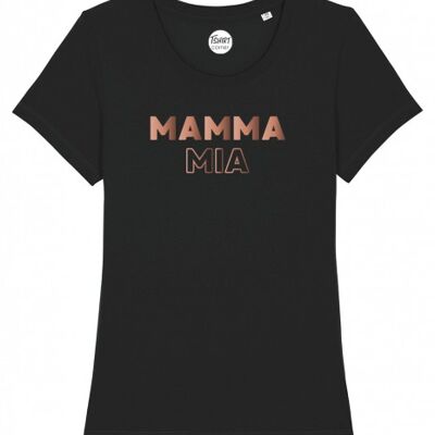 T-Shirt Donna - Mamma Mia - Nero - Oro Rosa