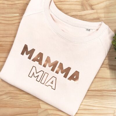 Women Sweatshirt - Mamma Mia - Pink - Rose Gold