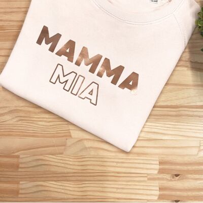 Women Sweatshirt - Mamma Mia - Pink - Rose Gold