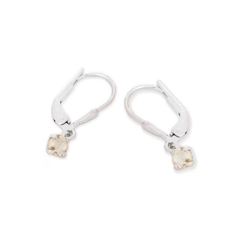 Orecchini con quarzo giallo naturale, in argento rodiato 925/1000 - CJF-BO020-QL