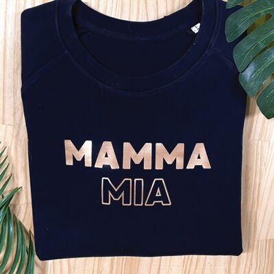 Women Sweatshirt - Mamma Mia - Navy - Rose Gold