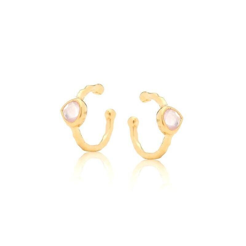 Piercing con quarzo rosa naturale, in argento dorato 925/1000 - CJF-BO067-QR-D