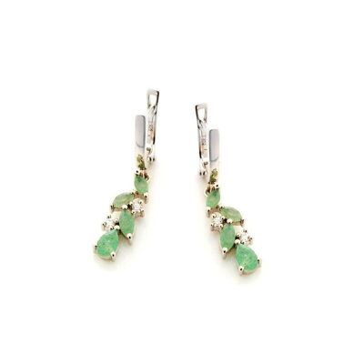 Orecchini con avventurina verde naturale, in argento 925/1000 rodiato - CVL-BO012-AV