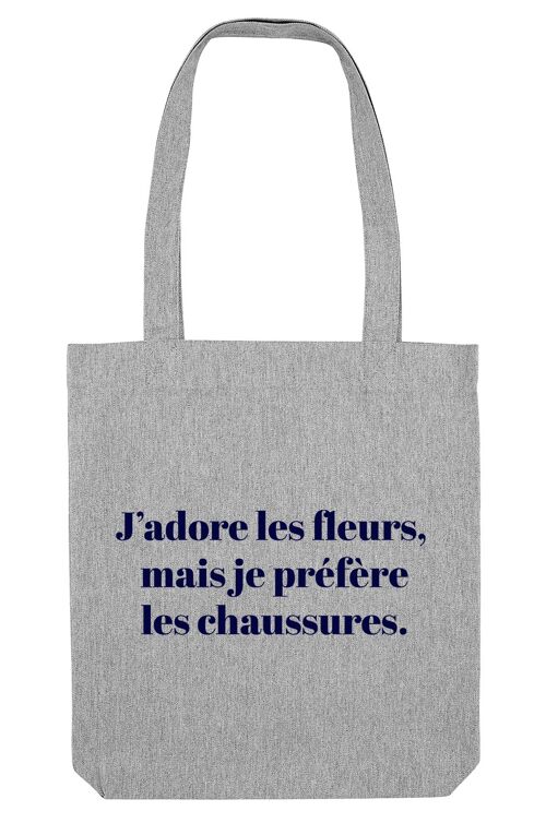 Tote Bag - J'adore les fleurs -  gris