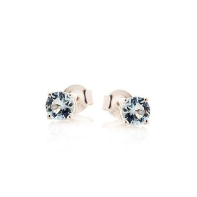 Orecchini con acquamarina blu naturale, in argento rodiato 925/1000 - CVL-BO020-AGM