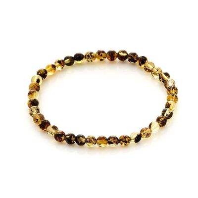 Bracelet avec ambre vert naturel de la mer Baltique boule, longueur 18-19 cm - AKB2V