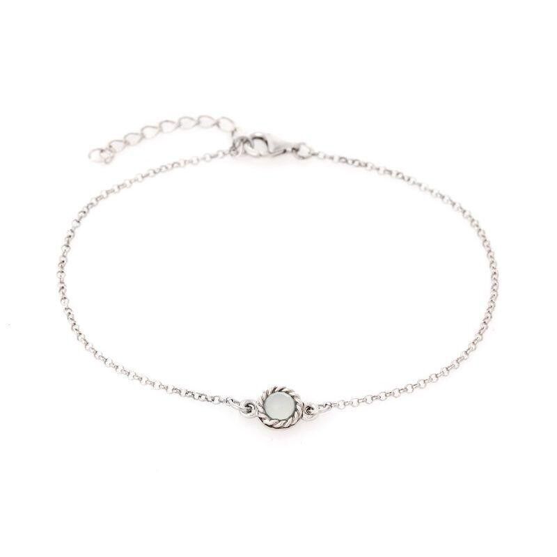 Bracciale tondo con agata acqua tonda colorata, argento 925/1000 rodiato, lunghezza 17+3 cm - CKL-BR008-AA