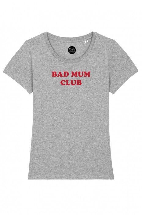 T-Shirt da Donna - Bad Mum Club - Grigia - Velluto Rosso
