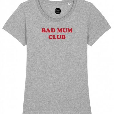 T-Shirt da Donna - Bad Mum Club - Grigia - Velluto Rosso