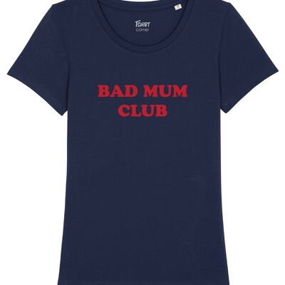 Damen T-Shirt - Bad Mum Club - Navy - Roter Samt
