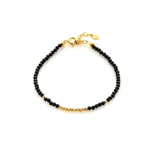 Bracelet avec spinelle noir naturel, en argent doré 925/1000, longueur 15,5 + 3 cm - CJF-BR105-SP-D