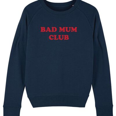 Damen Sweatshirt - Bad Mum Club - Navy - Roter Samt