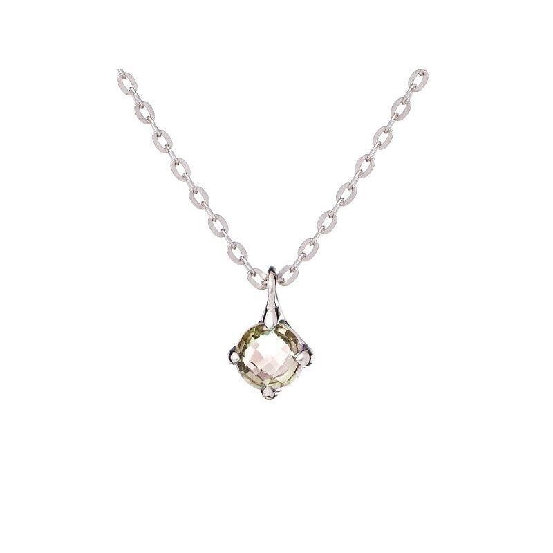 Collier avec quartz jaune naturel, en argent rhodié 925/1000, longueur 42 + 3 cm - CJF-CL020-QL