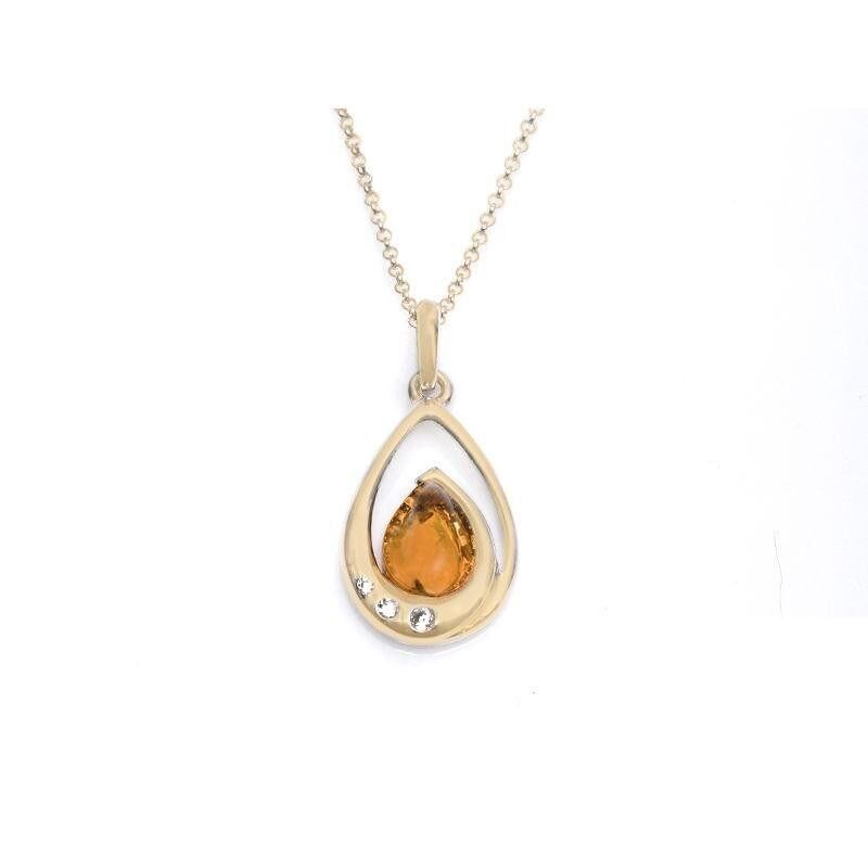 Necklace with amber and Swarovski crystal, in 925/1000 gold-plated silver, length 42 + 3 cm - KL795-1941ND