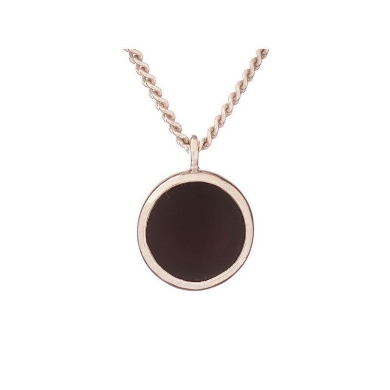 Necklace with natural black onyx, in rhodium silver 925/1000, length 42 + 3 cm - CJF-CL063
