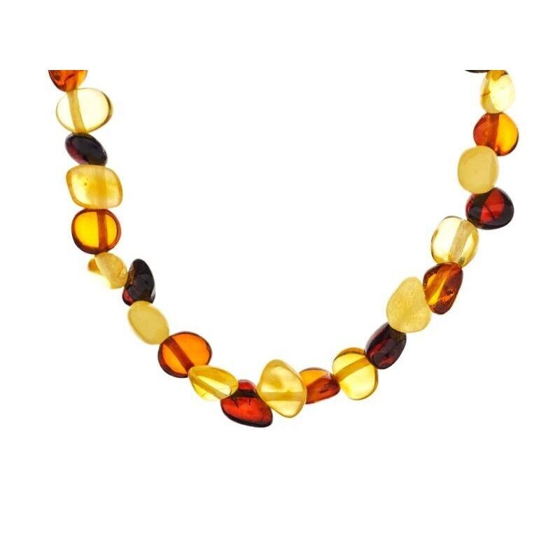 Necklace with natural multi-colored amber, all amber, 45 cm - NB53M